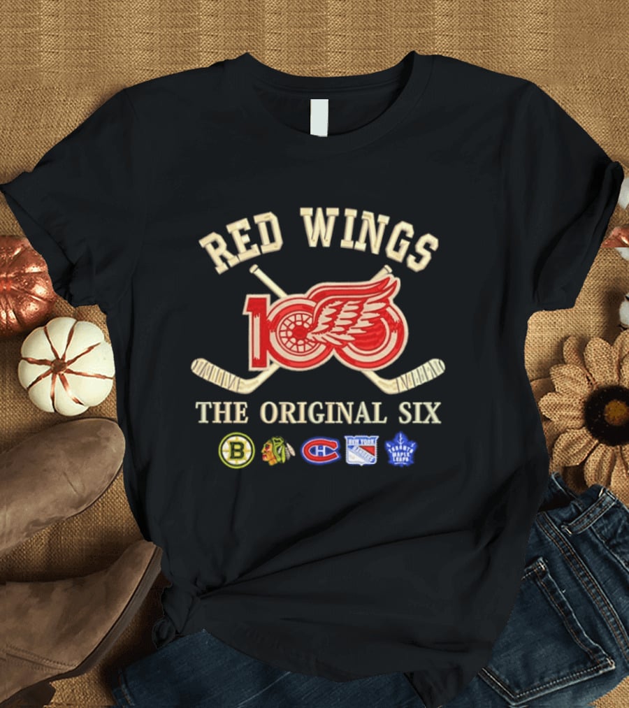 Detroit Red Wings 100th Anniversary 1926 2026 The Original Six NHL Teams T-Shirt