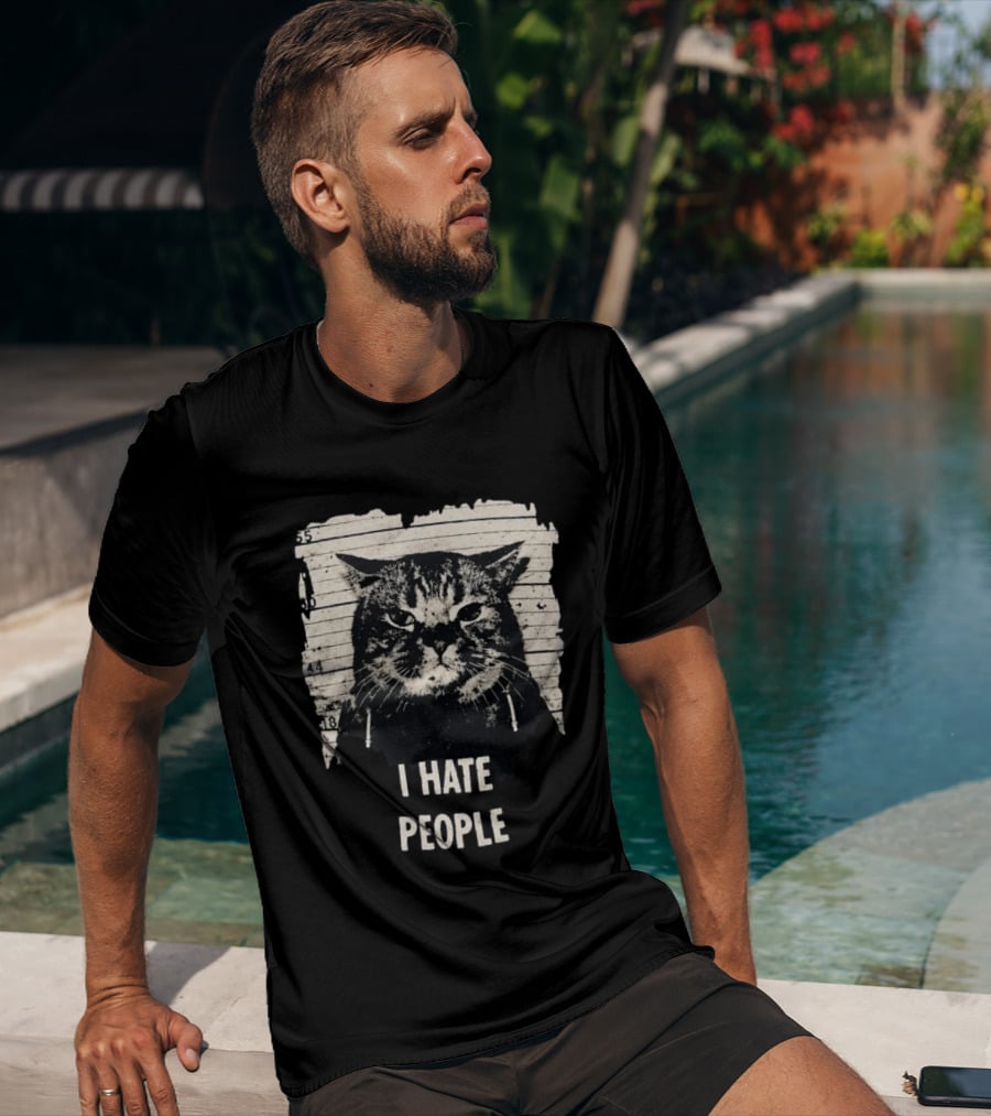 Jeff Satur I Hate People Cat Shot T-Shirt