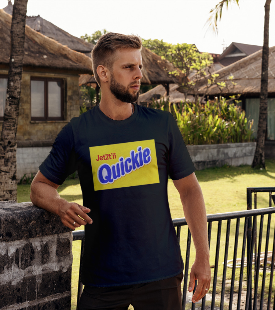 Jetzt'n Quickie Humor German Slang Lebensmittelverpackung Parodie T-Shirt
