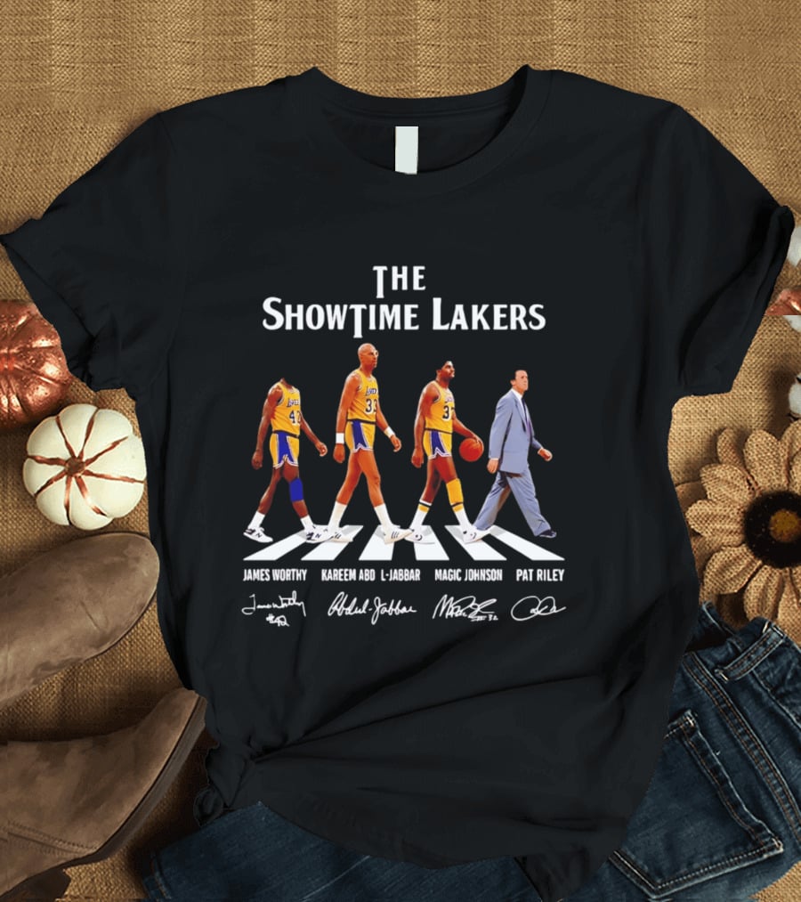 The Showtime Lakers James Worthy Kareem Abdul Jabbar Magic Johnson Pat Riley Abbey Road T-Shirt