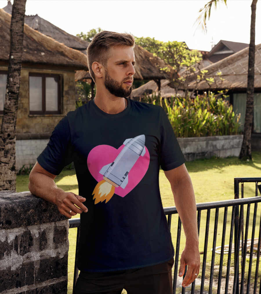 Merger Rocket Heart Space Love Launch T-Shirt