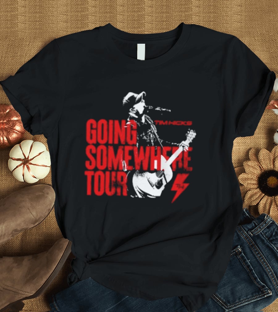 Tim Hicks Going Somewhere Tour Guitar Lightning Bolt T-Shirt