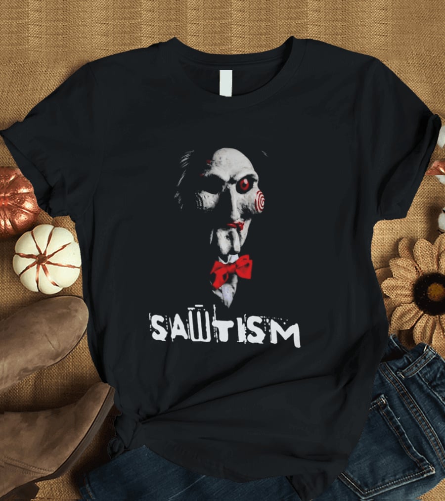 Sawtism Billy Puppet Jigsaw Horror Dark Humor T-Shirt