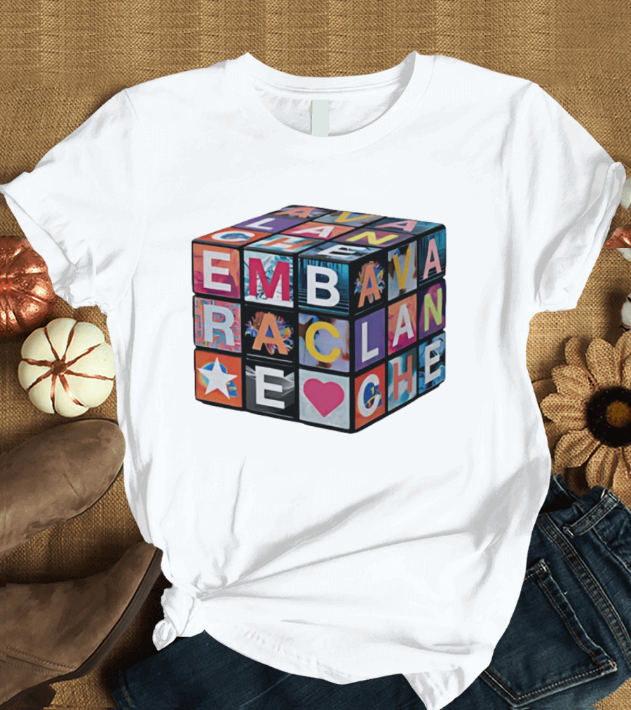Avalanche Embrace Rubiks Cube Heart Star Colorful Letters T-Shirt