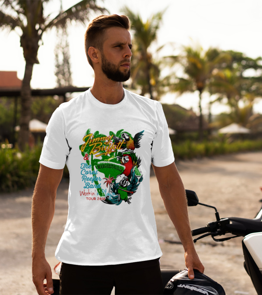 Jimmy Buffett Margaritaville Workin' And Playin' Tour 2015 Coral Reefer Band T-Shirt