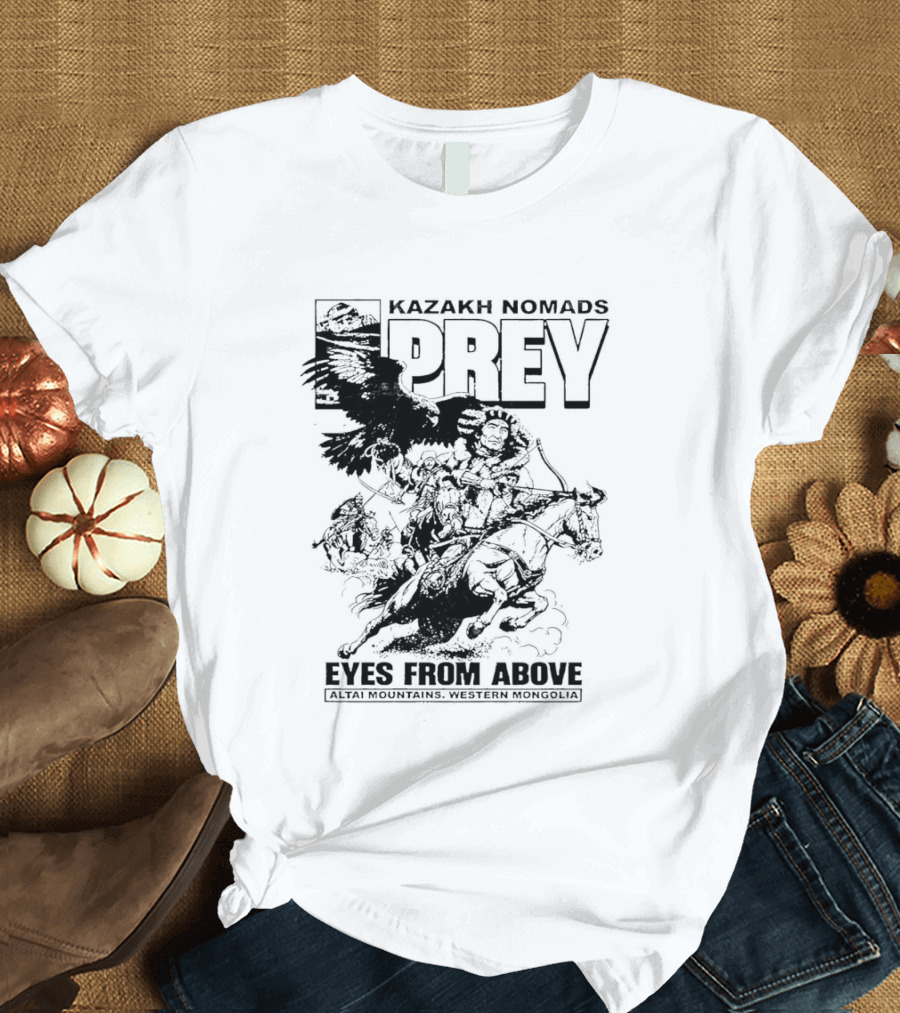 Kazakh Nomads Prey Altai Mountains Western Mongolia Eagle Rider T-Shirt