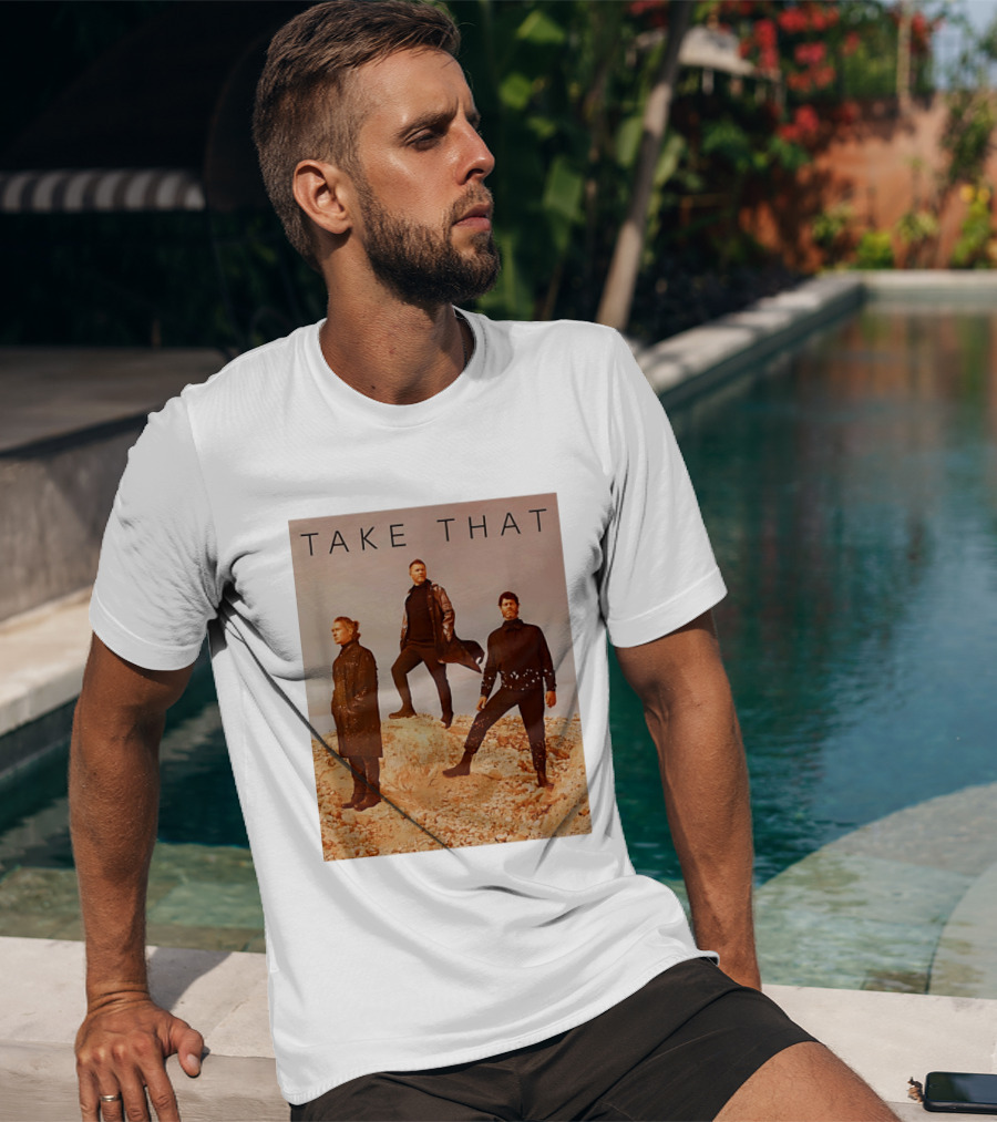 Take That Band Members Standing On Rocky Terrain T-Shirt
