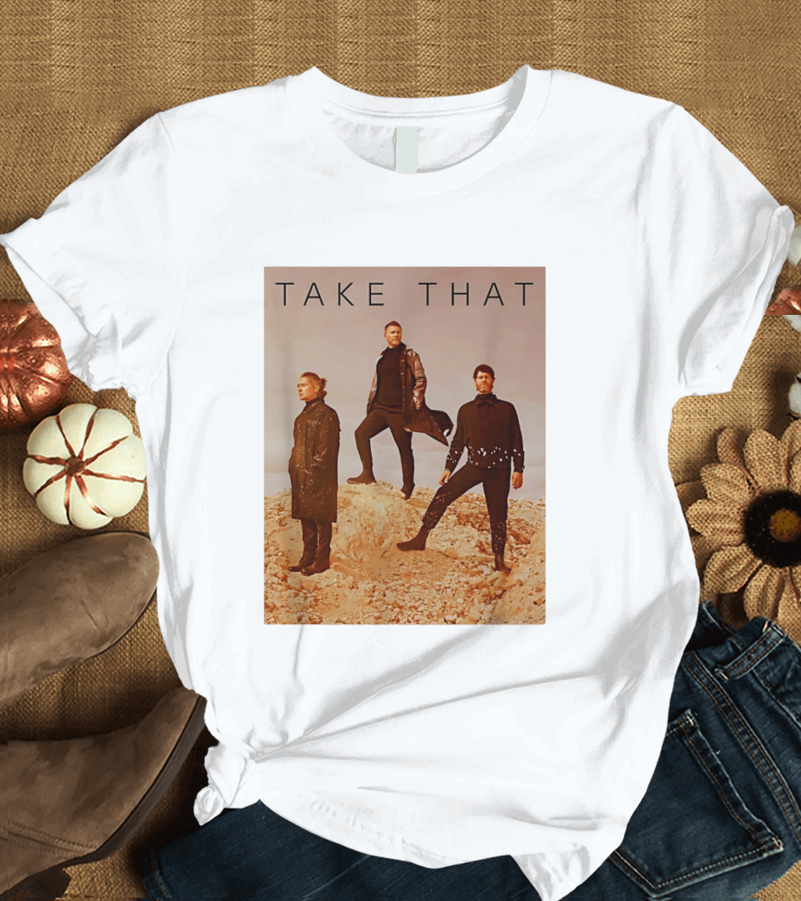 Take That Band Members Standing On Rocky Terrain T-Shirt