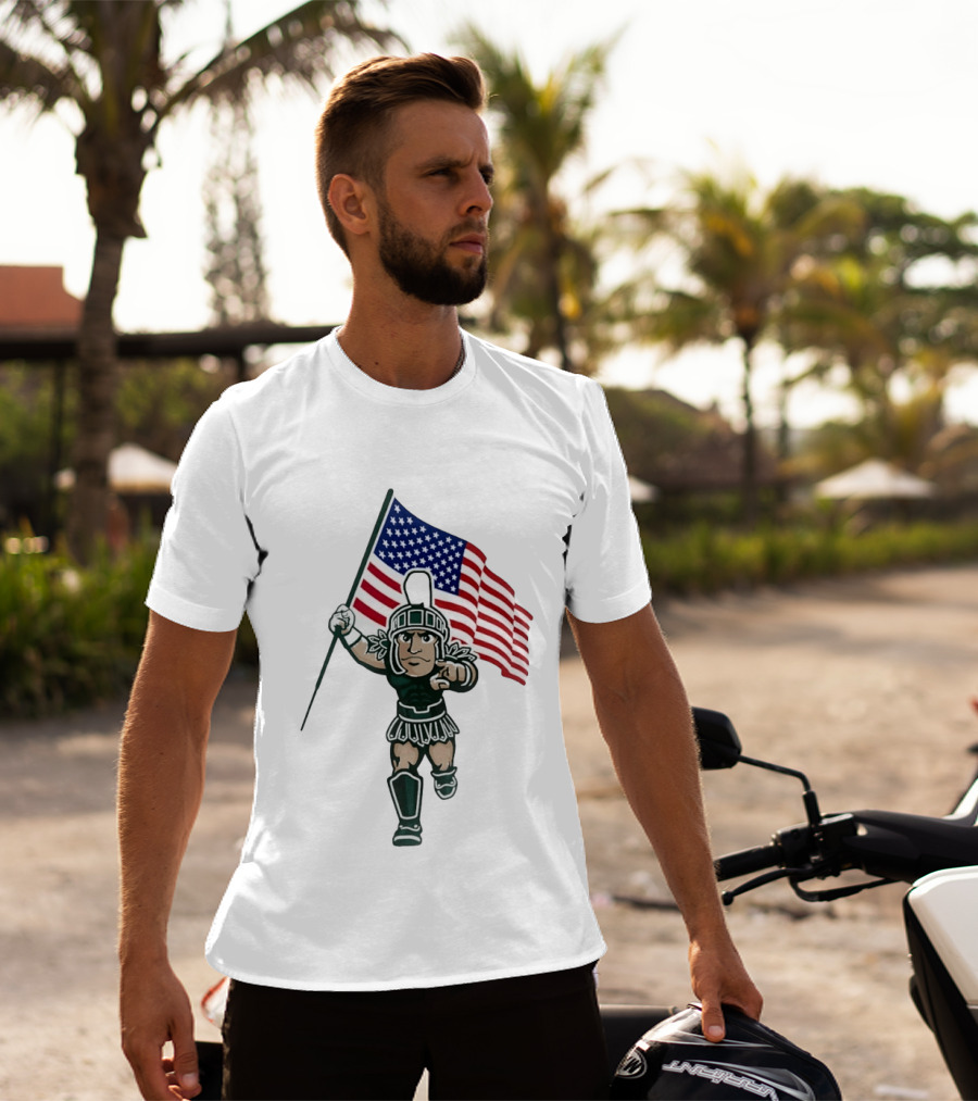 Michigan State Spartans USA Flag T-Shirt