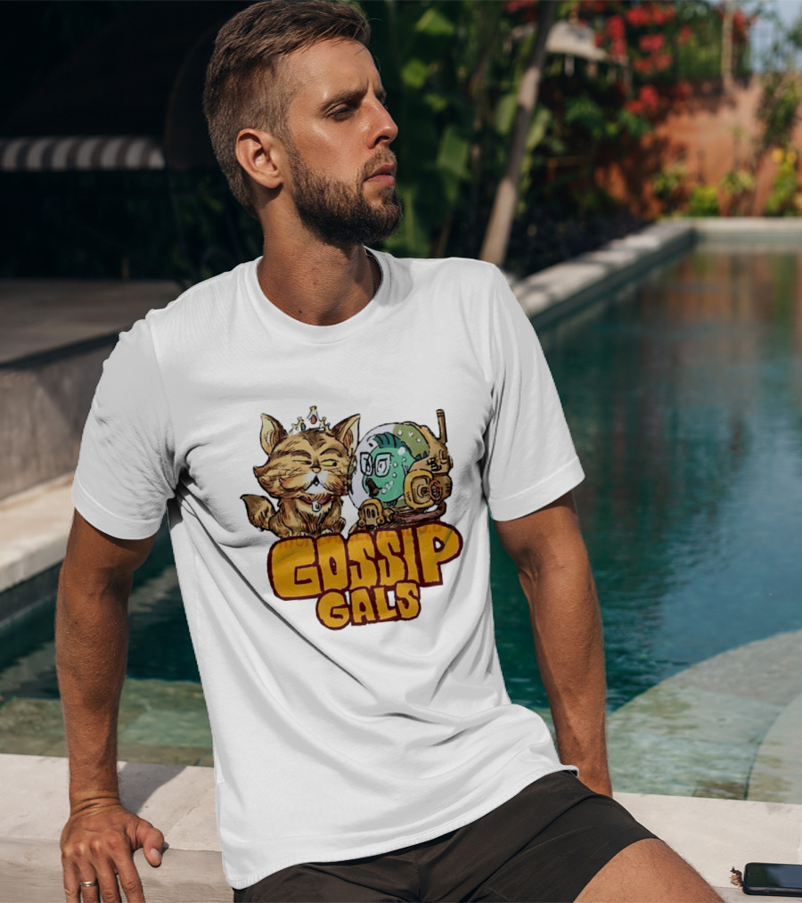 Gossip Gals Royal Cat With Crown And Fish In Astronaut Helmet T-Shirt