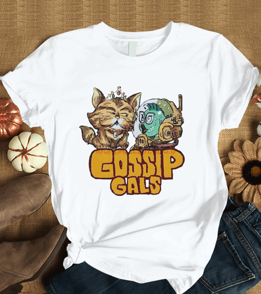 Gossip Gals Royal Cat With Crown And Fish In Astronaut Helmet T-Shirt
