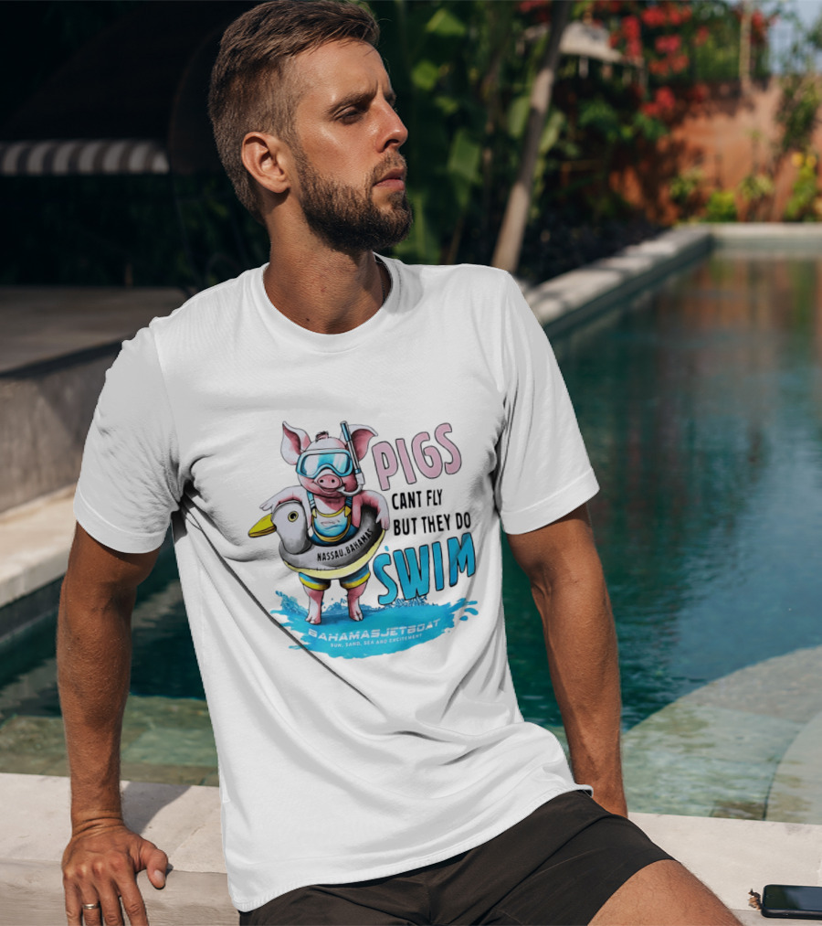 Pigs Fly Nassau Scuba Sand Sea Swim T-Shirt