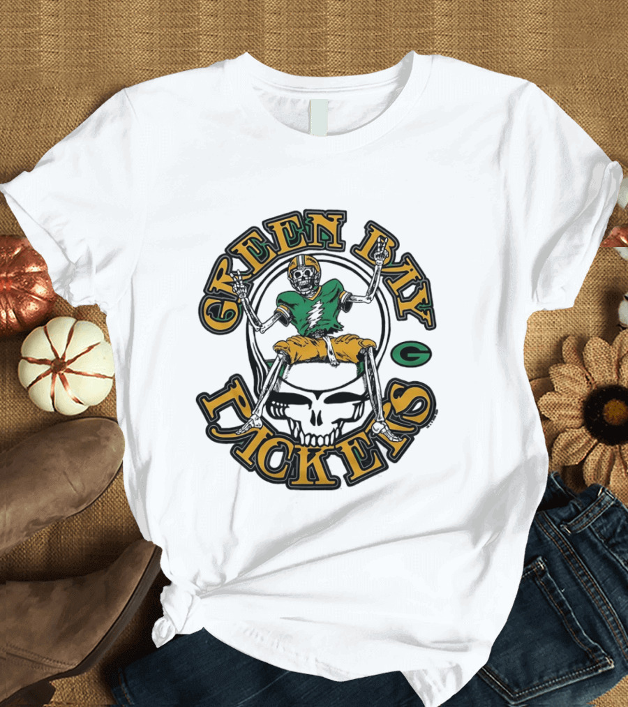 Green Bay Packers Skeleton Grateful Dead Collaboration T-Shirt