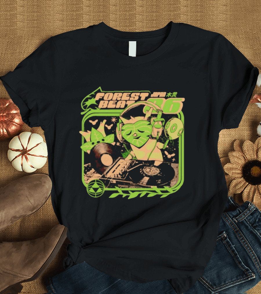 Forest Beat 06 Japan Music Vinyl Leaves Green Mask T-Shirt