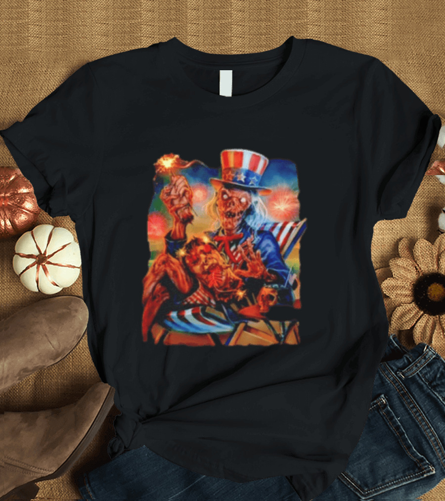 Crypt Keeper Uncle Sam 4th Of July Firework Spectacle T-Shirt