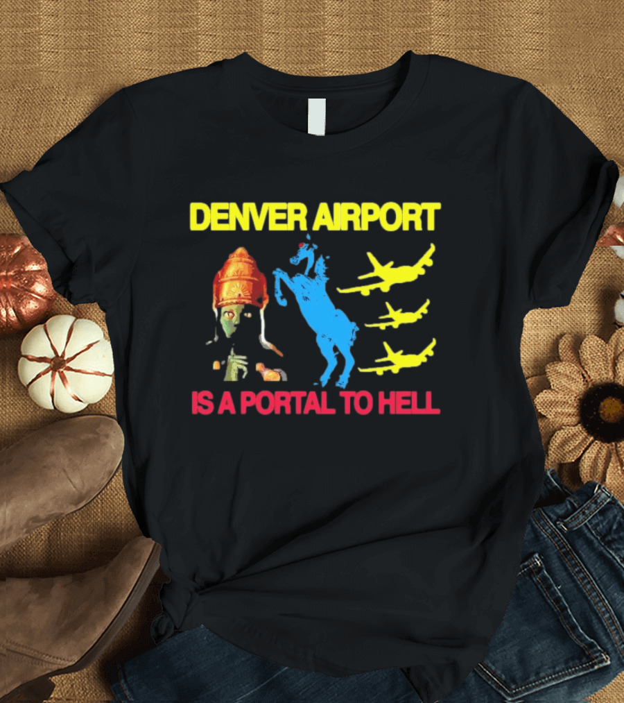 Denver Airport Is A Portal To Hell Horse Alien Planes T-Shirt