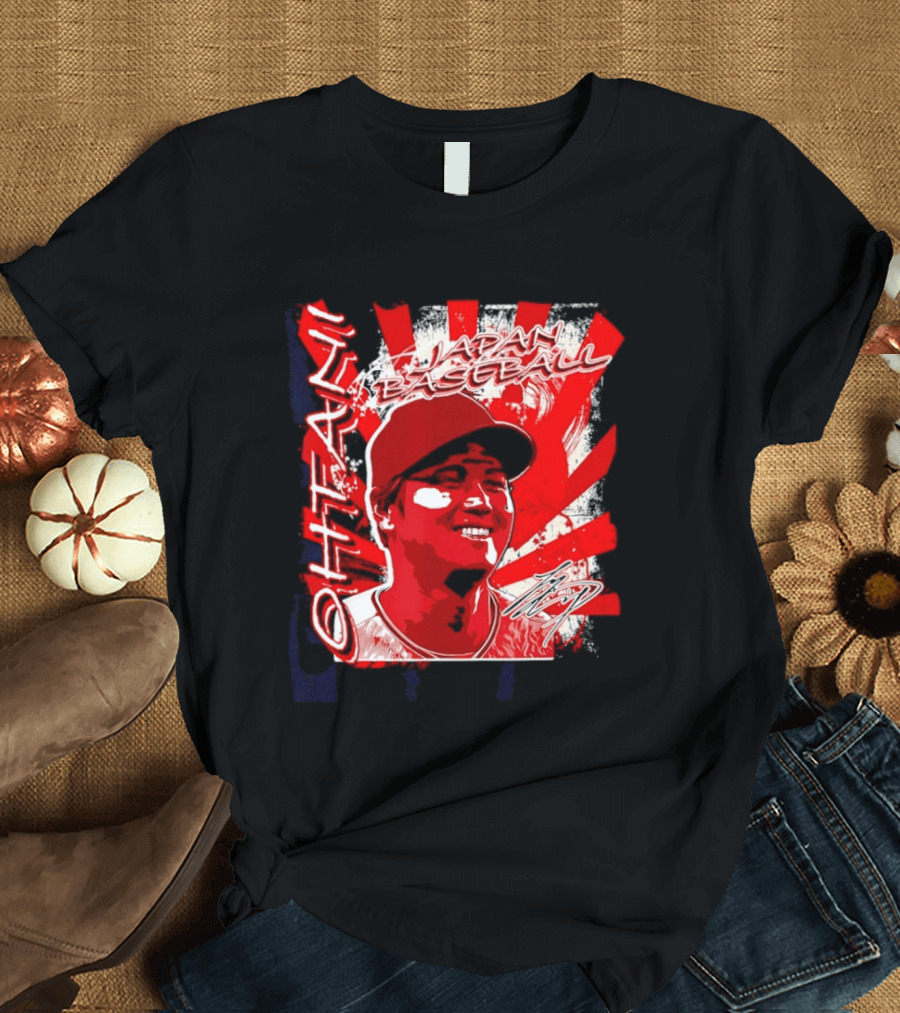 Japan Baseball Shohei Ohtani MLB International Red White Sunburst T-Shirt