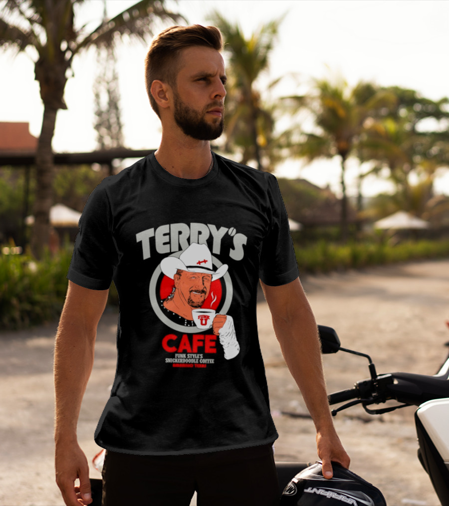 Terry's Cafe Terry Funk Funk U Coffee Cowboy Bandage T-Shirt