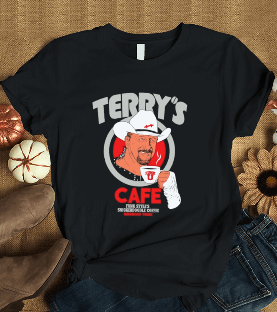 Terry's Cafe Terry Funk Funk U Coffee Cowboy Bandage T-Shirt