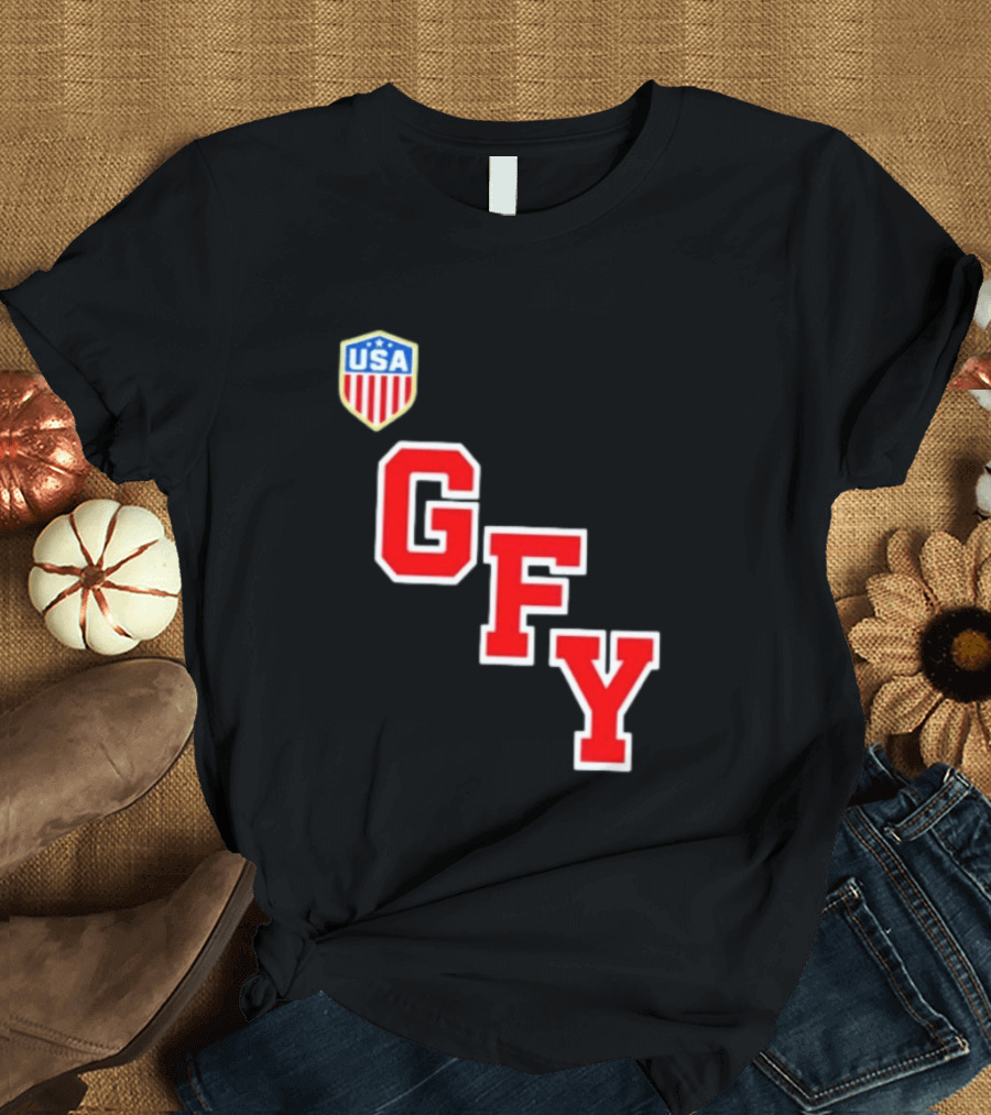 GFY USA Team Red Lettering And Shield T-Shirt