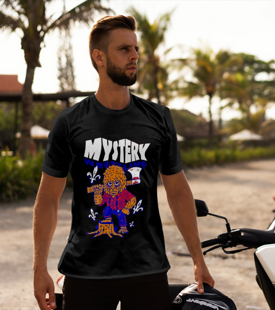 Mystery Wrestling Lumberjack Sasquatch Axe Woodcutting T-Shirt