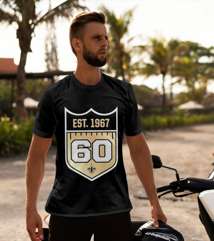 New Orleans Saints 60th Anniversary Est 1967 Fleur De Lis NFL Celebration T-Shirt