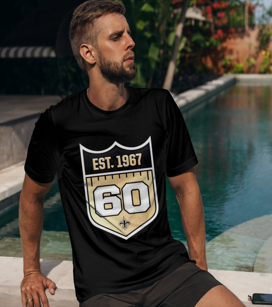 New Orleans Saints 60th Anniversary Est 1967 Fleur De Lis NFL Celebration T-Shirt