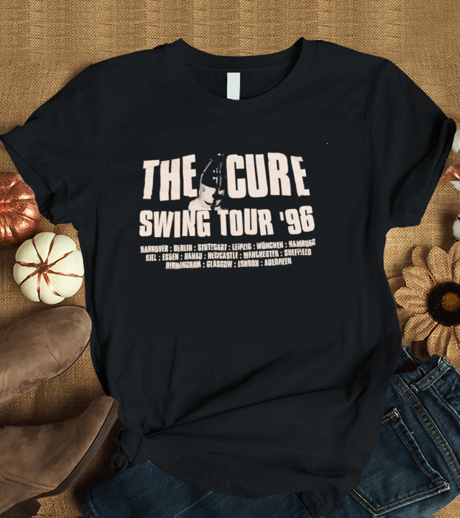 The Cure Swing Tour '96 European Cities Robert Smith Alternative Rock T-Shirt