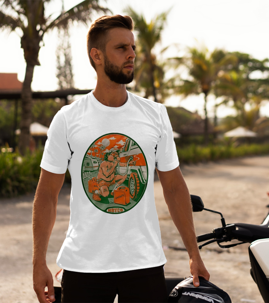 The Red Clay Strays X Soundwaves Creative Hollywood Florida 2026 Ellipse Shape HBYCO Unleaded Palm Trees Moon Retro Camper Scene T-Shirt
