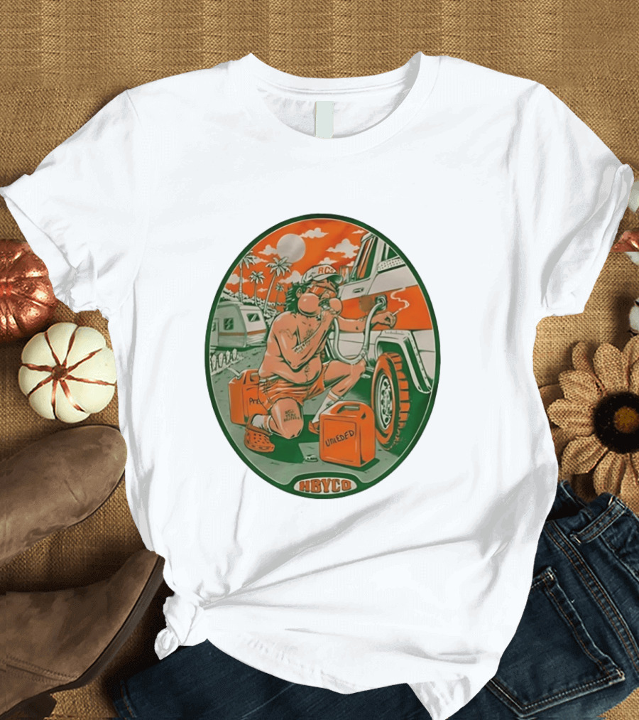 The Red Clay Strays X Soundwaves Creative Hollywood Florida 2026 Ellipse Shape HBYCO Unleaded Palm Trees Moon Retro Camper Scene T-Shirt
