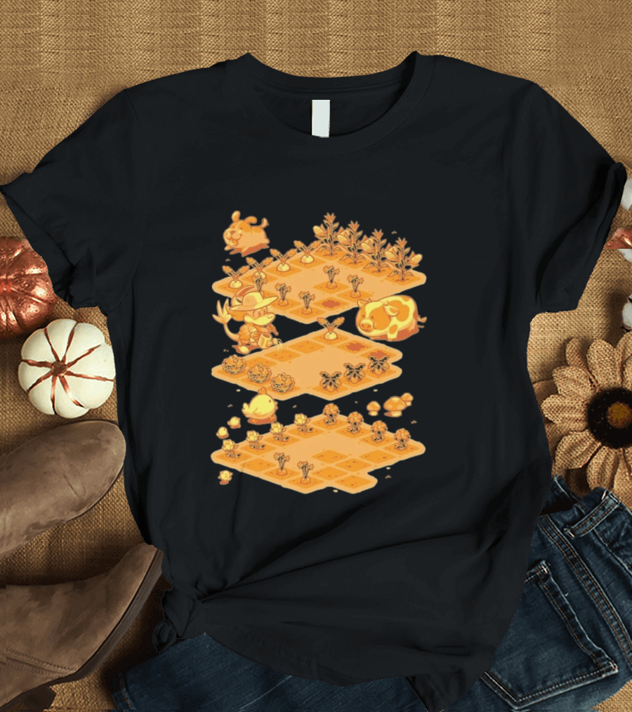 GDQ Happy Harvest Farm Simulation Cute Animals And Crops T-Shirt