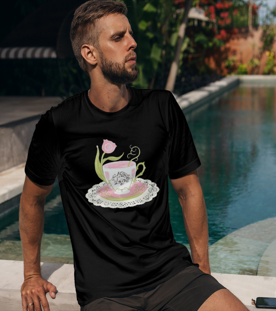 The Two Lips Teacup Floral Saucer Lace Doily T-Shirt