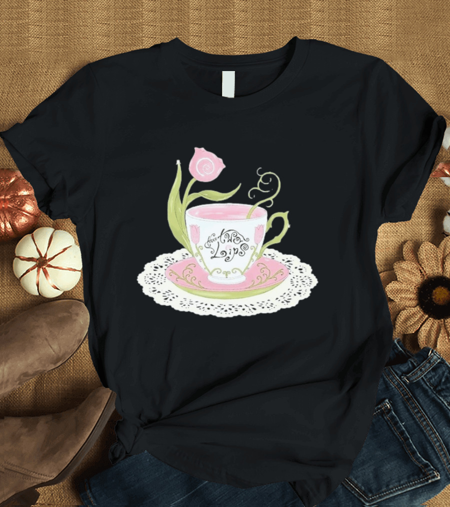 The Two Lips Teacup Floral Saucer Lace Doily T-Shirt