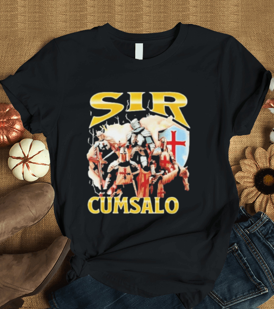 Sir Cumsalo Medieval Crusader Knights With Shield And Cross T-Shirt