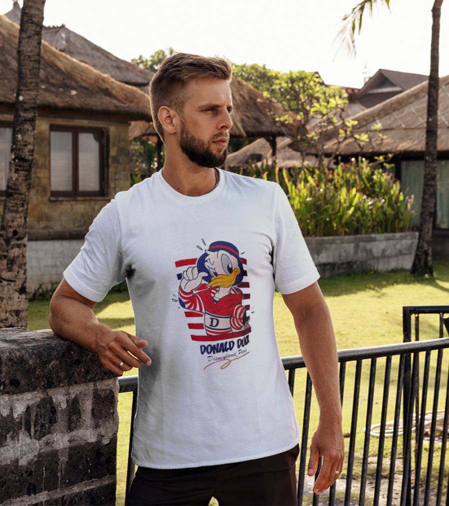 Donald Duck Disneyland Paris Red And White Striped Outfit T-Shirt