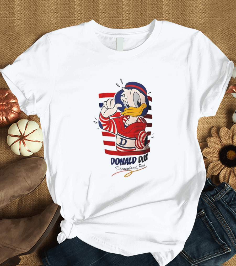 Donald Duck Disneyland Paris Red And White Striped Outfit T-Shirt