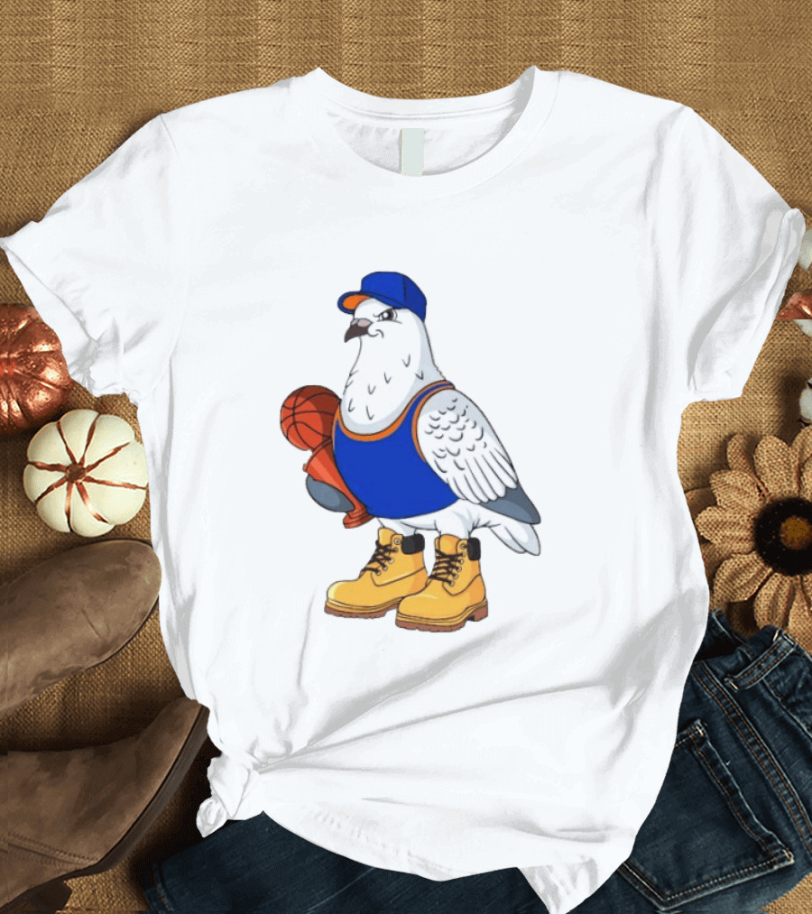NYC Pigeon New York Forever Basketball Player Cartoon Pigeon In Jersey With Basketball T-Shirt