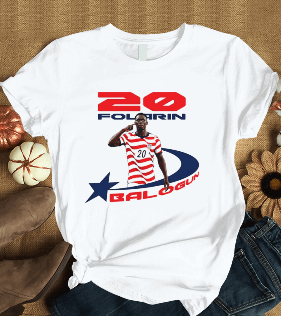 Folarin Balogun 20 Striped United States Soccer Team Star T-Shirt