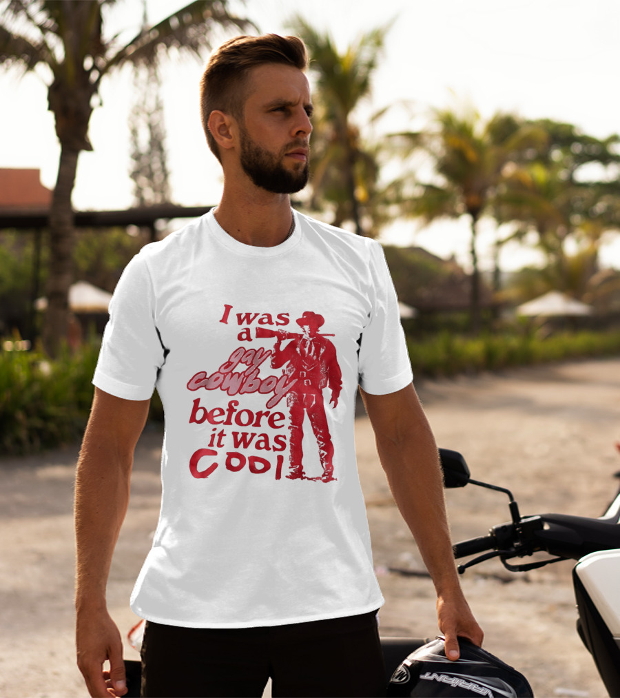 I Was A Gay Cowboy Before It Was Cool LGBTQ Pride Western Humor Red Figure T-Shirt