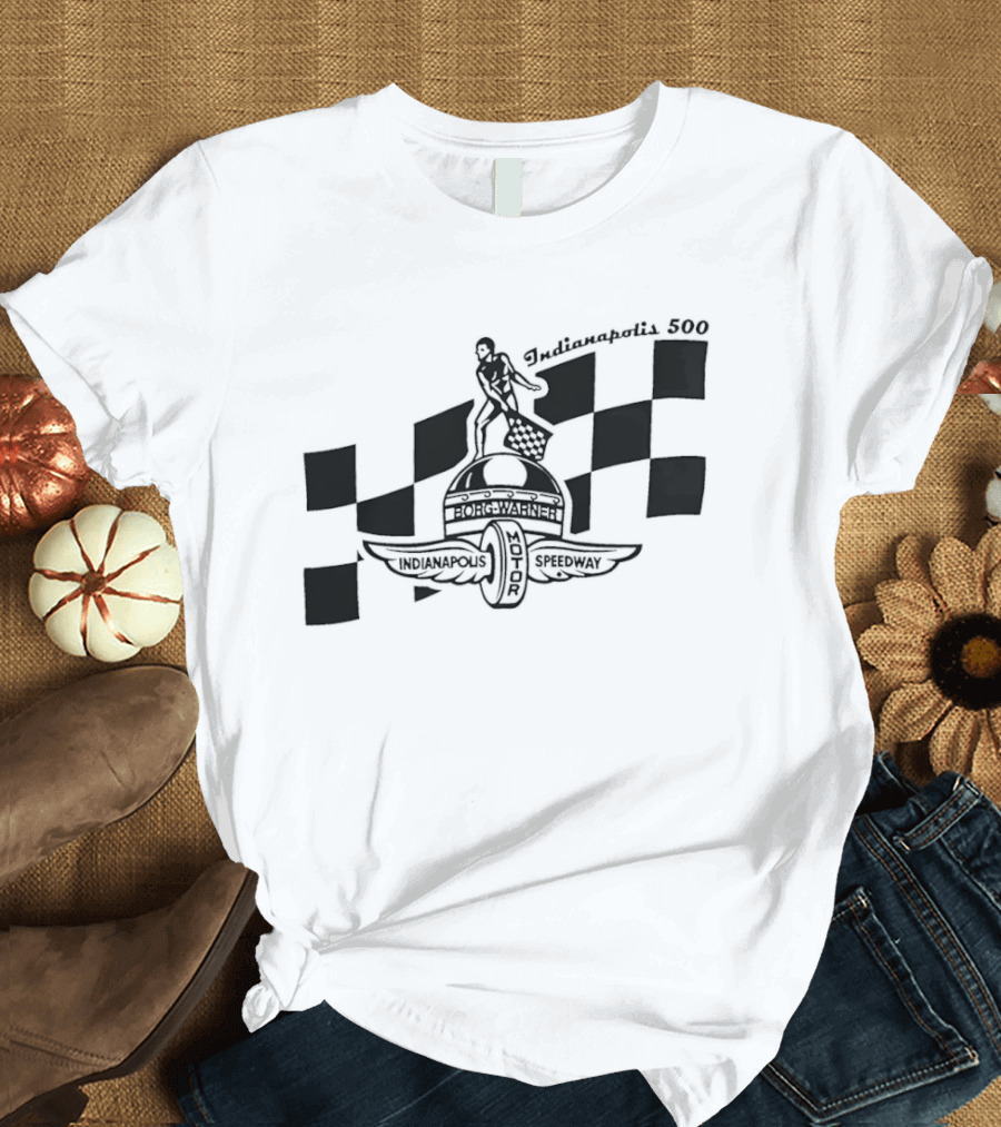 Indianapolis 500 Winged Wheel Checkered Flag T-Shirt