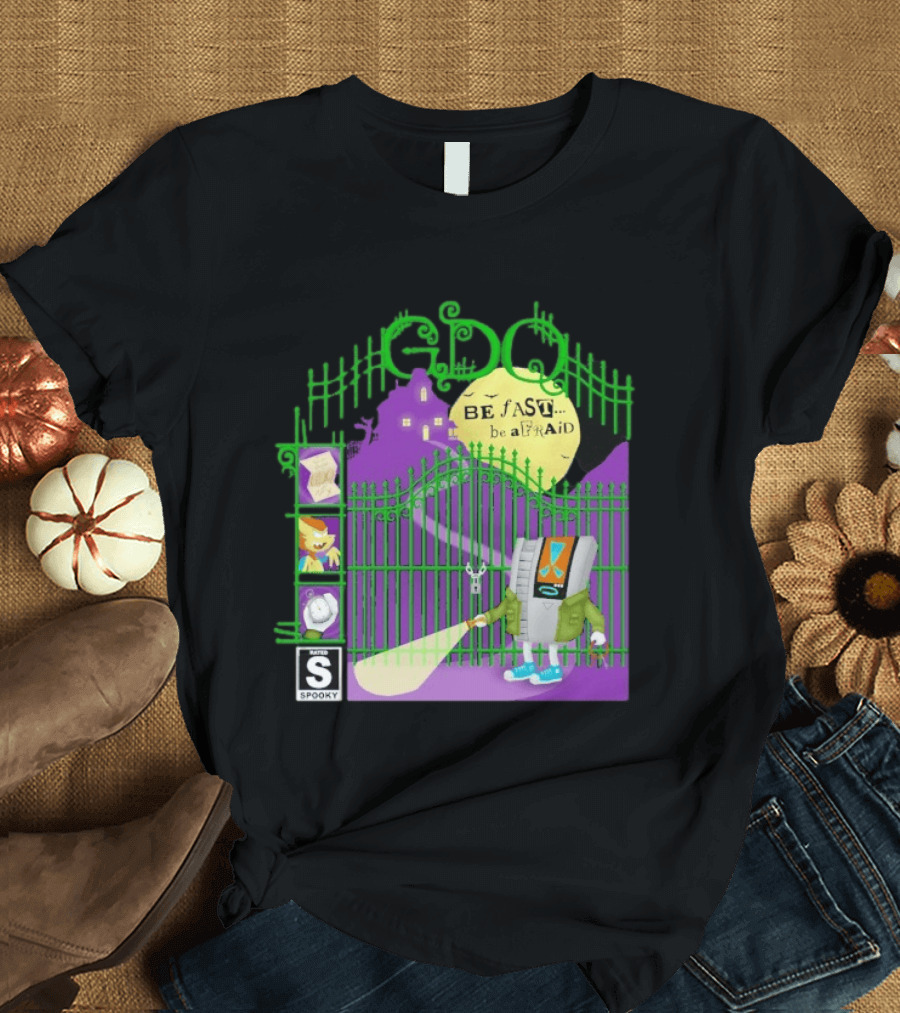 Gdq Be Fast Be Afraid Spooky Retro Robot Gaming T-Shirt