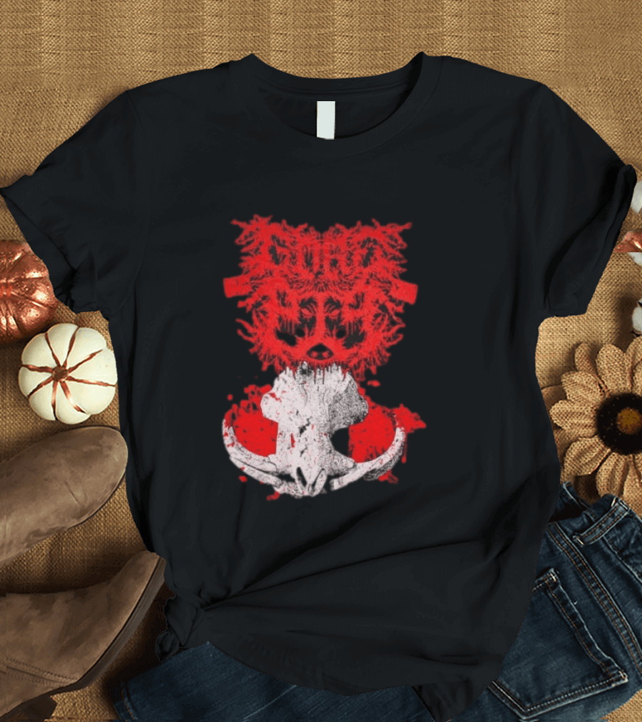 Gore Boar Skull Red Face Death Metal Hardcore T-Shirt
