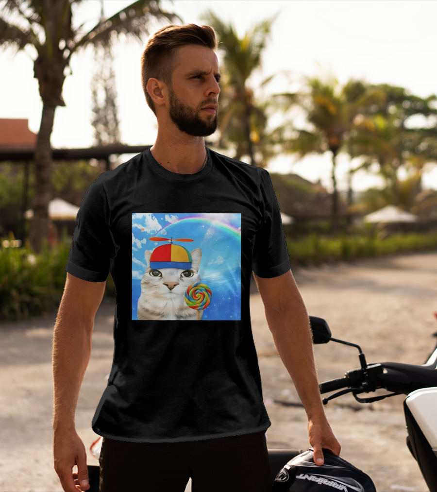 Happy Cat Rainbow Lollipop Dreamcore Brainrot Meme Weirdcore Aesthetic T-Shirt