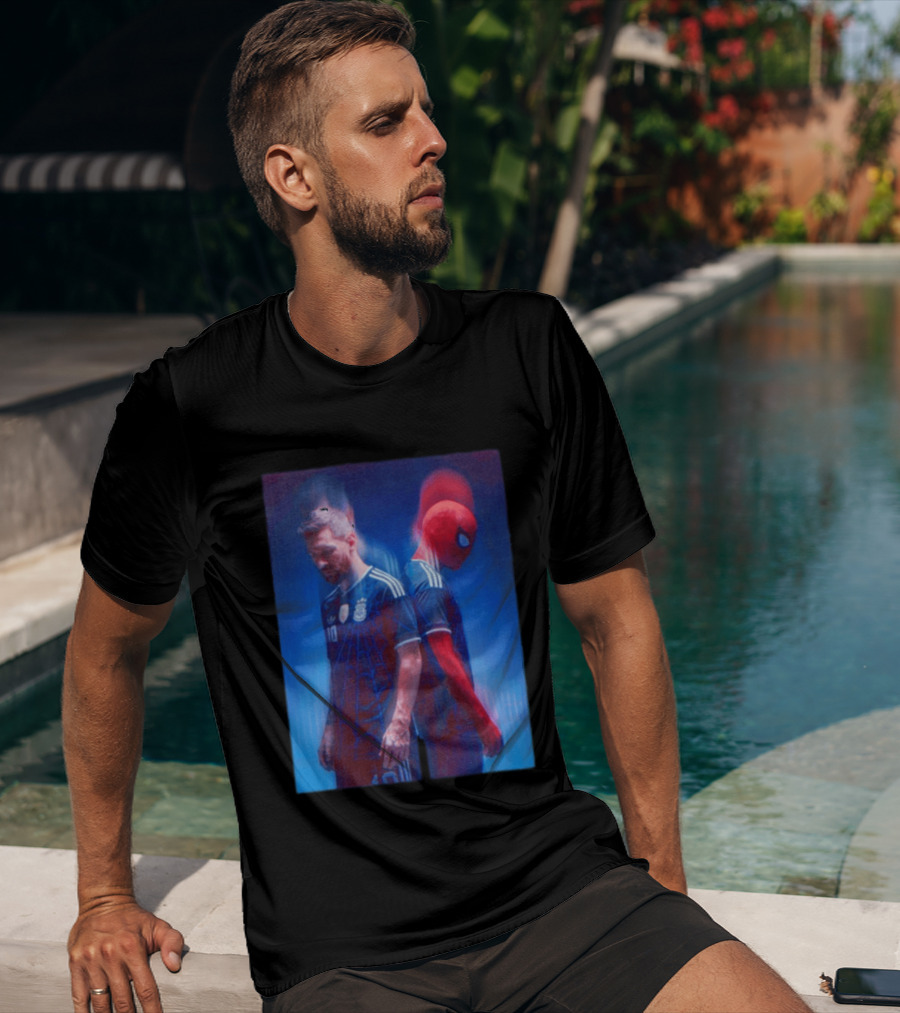 Lionel Messi Spider Man Argentina AFA Jersey Dual Image T-Shirt