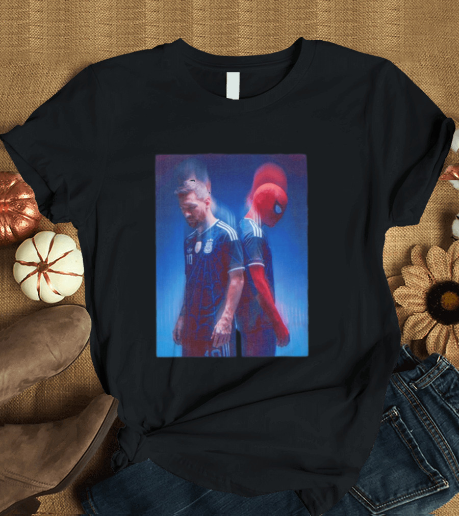 Lionel Messi Spider Man Argentina AFA Jersey Dual Image T-Shirt