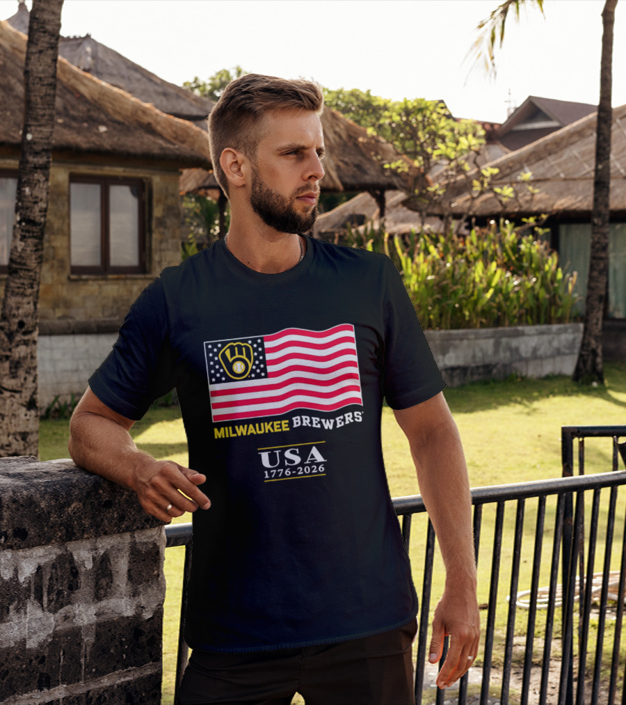 Milwaukee Brewers USA 1776 2026 American Flag Baseball Team T-Shirt