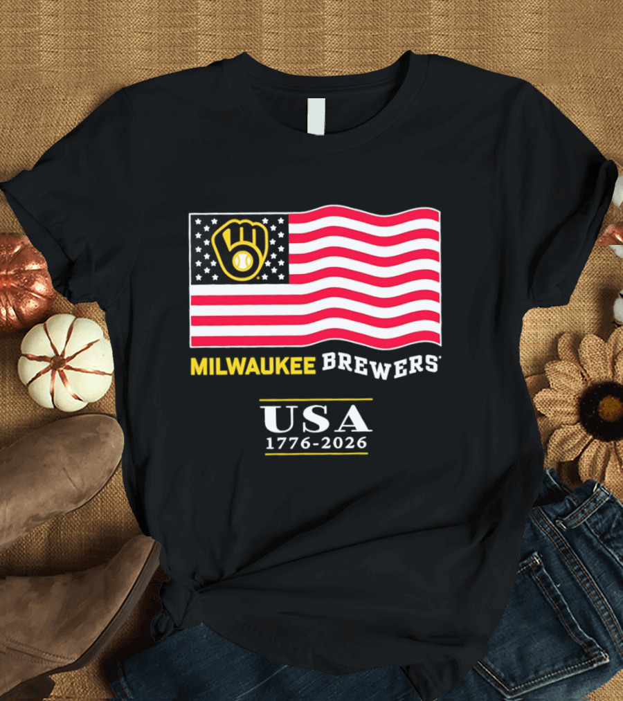 Milwaukee Brewers USA 1776 2026 American Flag Baseball Team T-Shirt