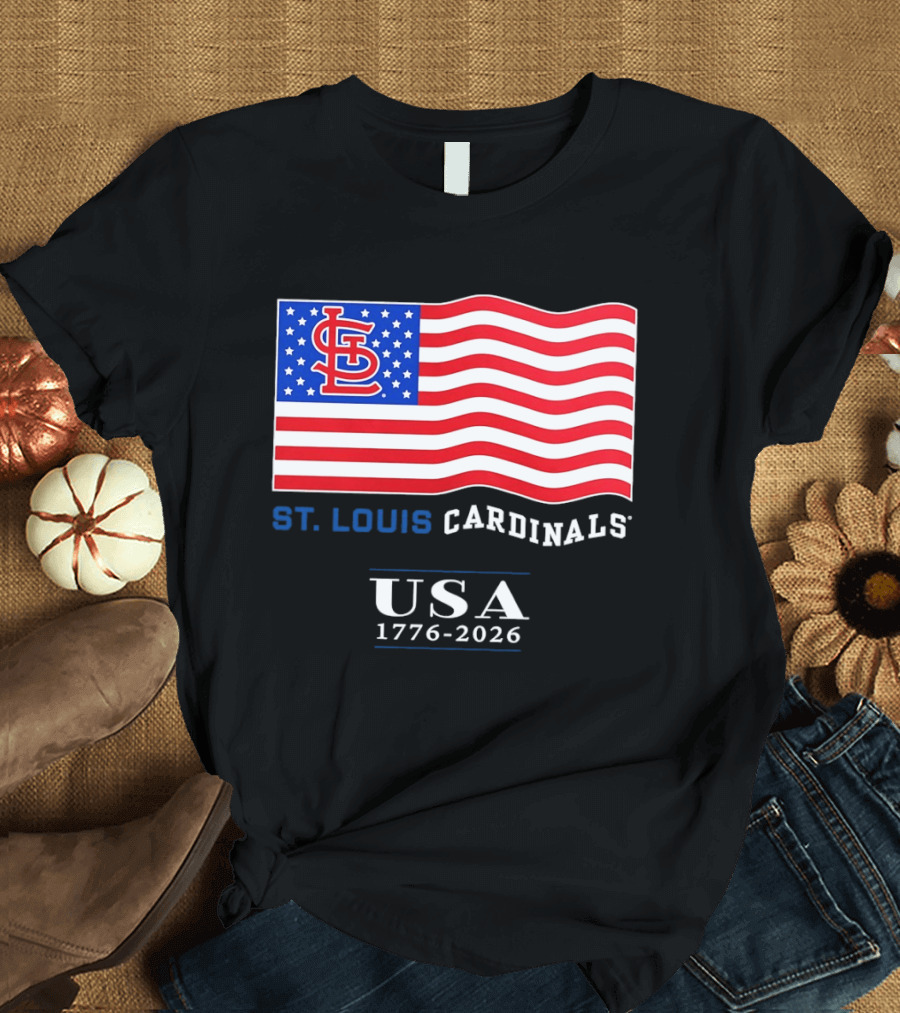 St Louis Cardinals American Flag USA 1776 2026 MLB Baseball T-Shirt