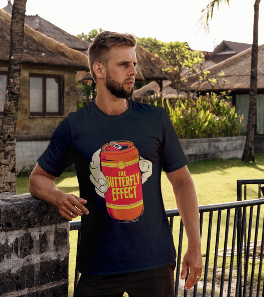 The Butterfly Effect Soda Can Vibrant Red Yellow Pop T-Shirt