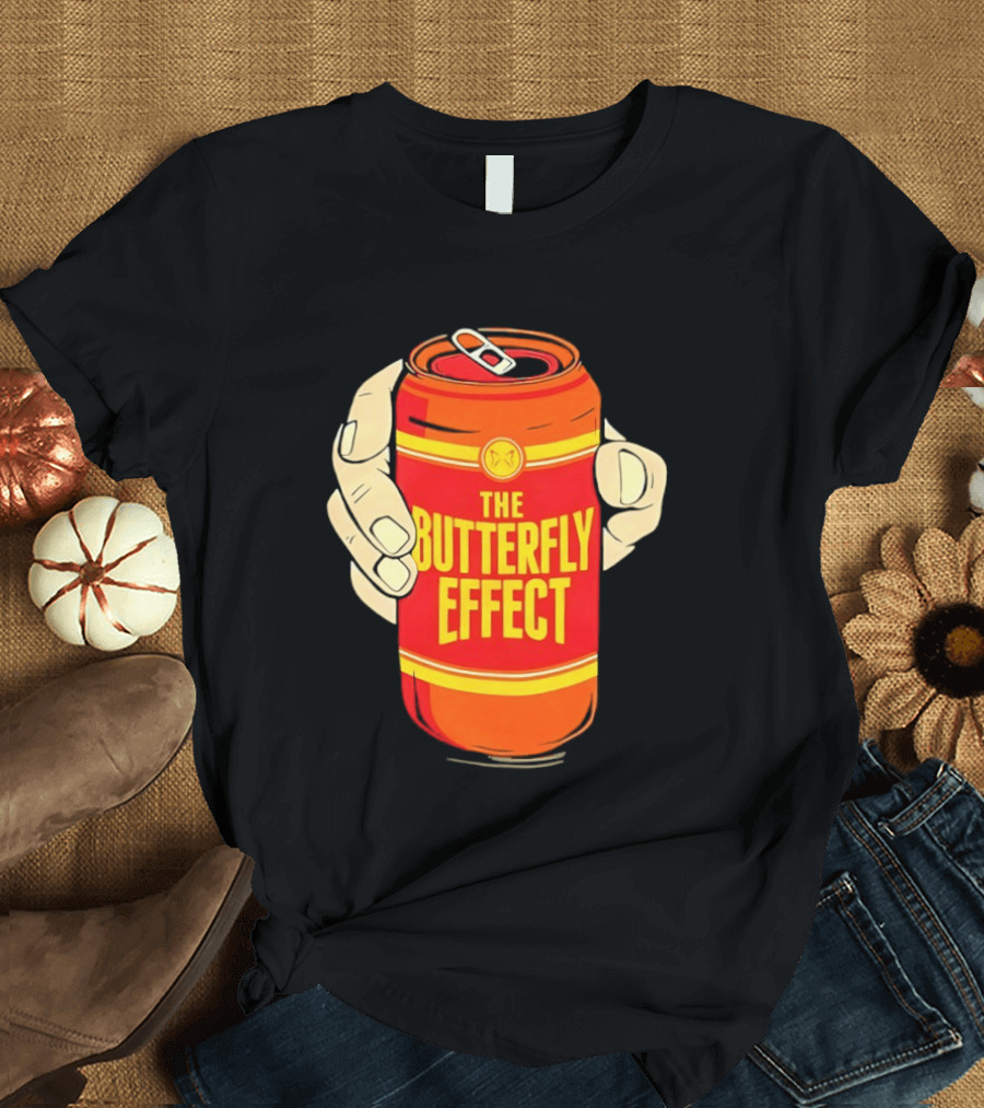 The Butterfly Effect Soda Can Vibrant Red Yellow Pop T-Shirt